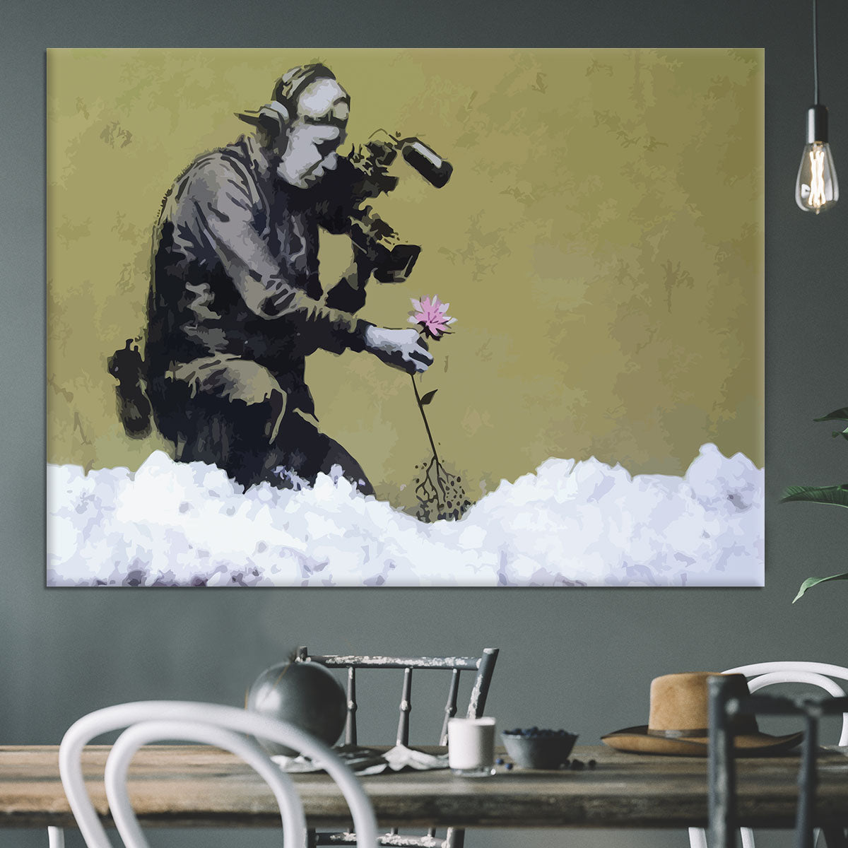Banksy Cameraman and Flower Canvas Print or Poster - Canvas Art Rocks - 3