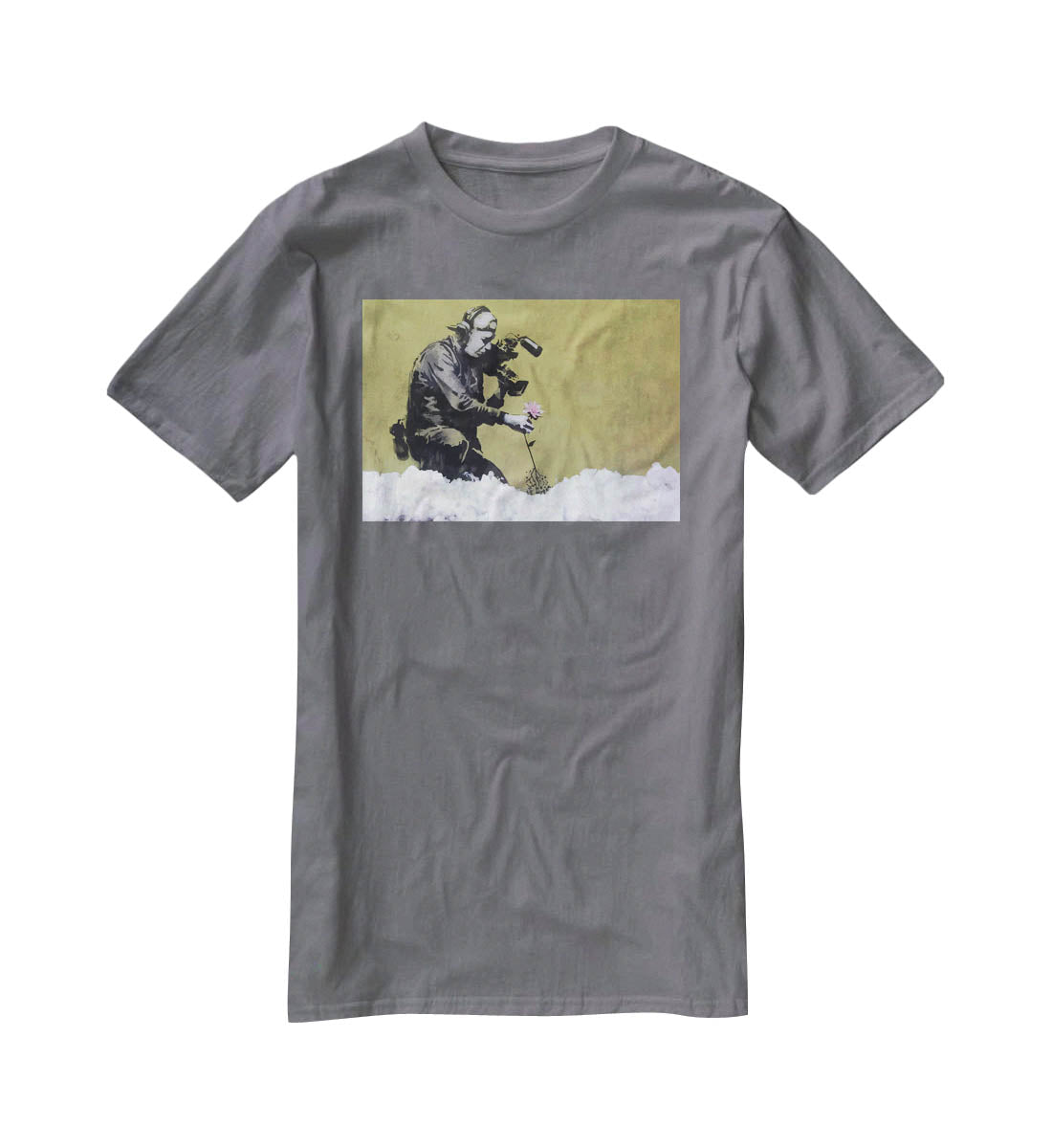 Banksy Cameraman and Flower T-Shirt - Canvas Art Rocks - 3