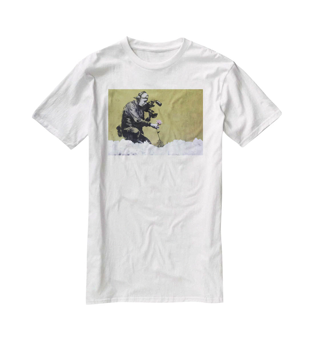 Banksy Cameraman and Flower T-Shirt - Canvas Art Rocks - 5