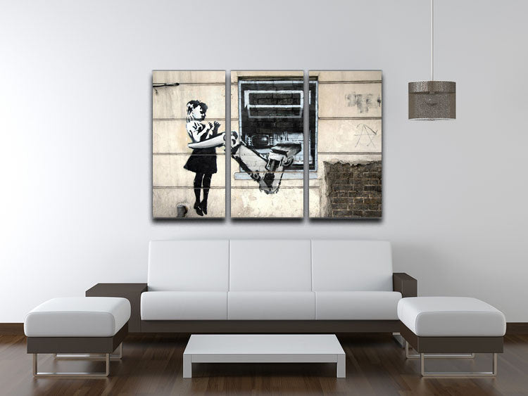 Banksy Cash Machine Girl 3 Split Panel Canvas Print - Canvas Art Rocks