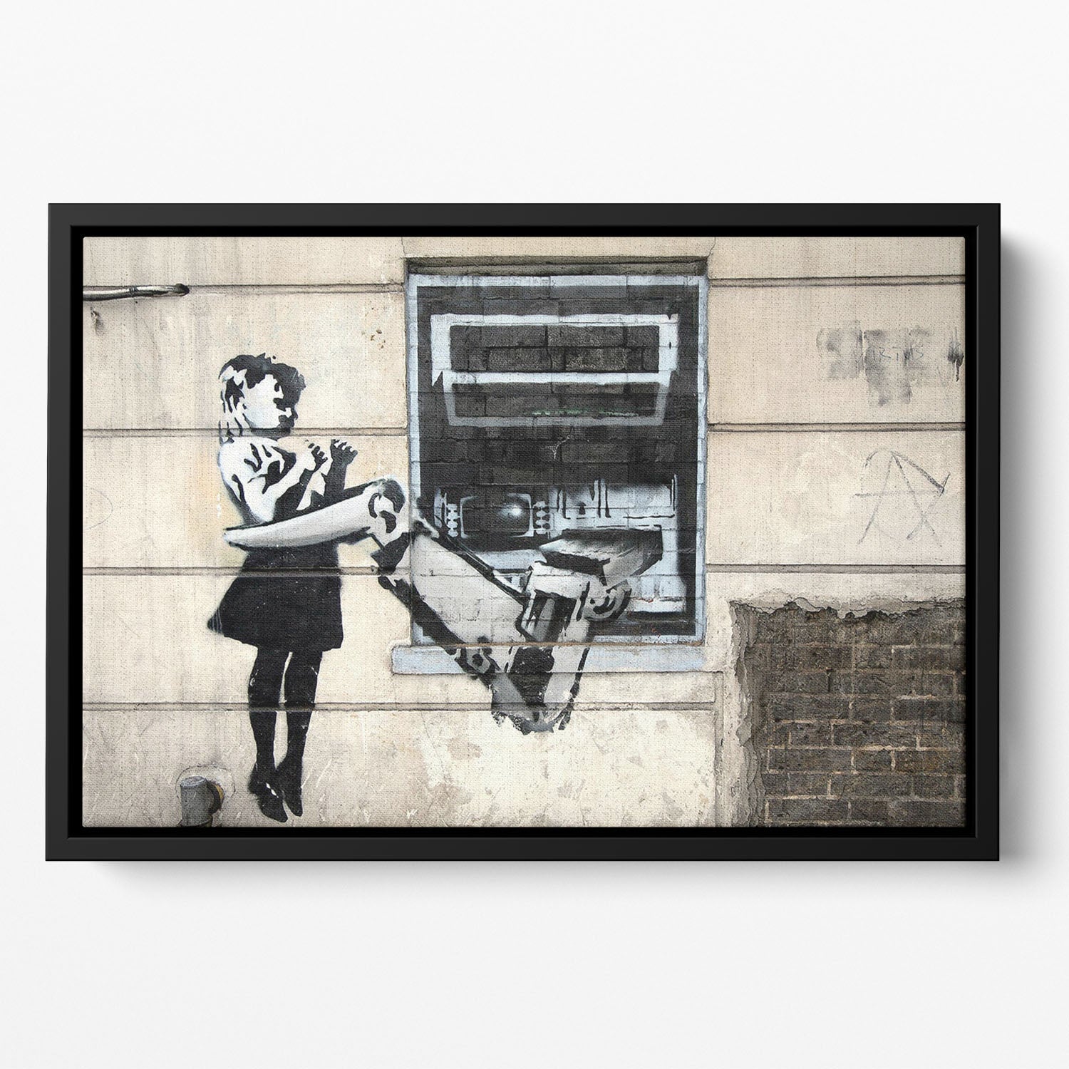 Banksy Cash Machine Girl Floating Framed Canvas