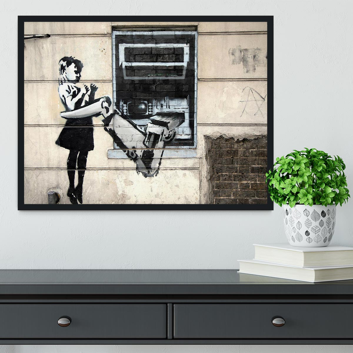 Banksy Cash Machine Girl Framed Print - Canvas Art Rocks - 2