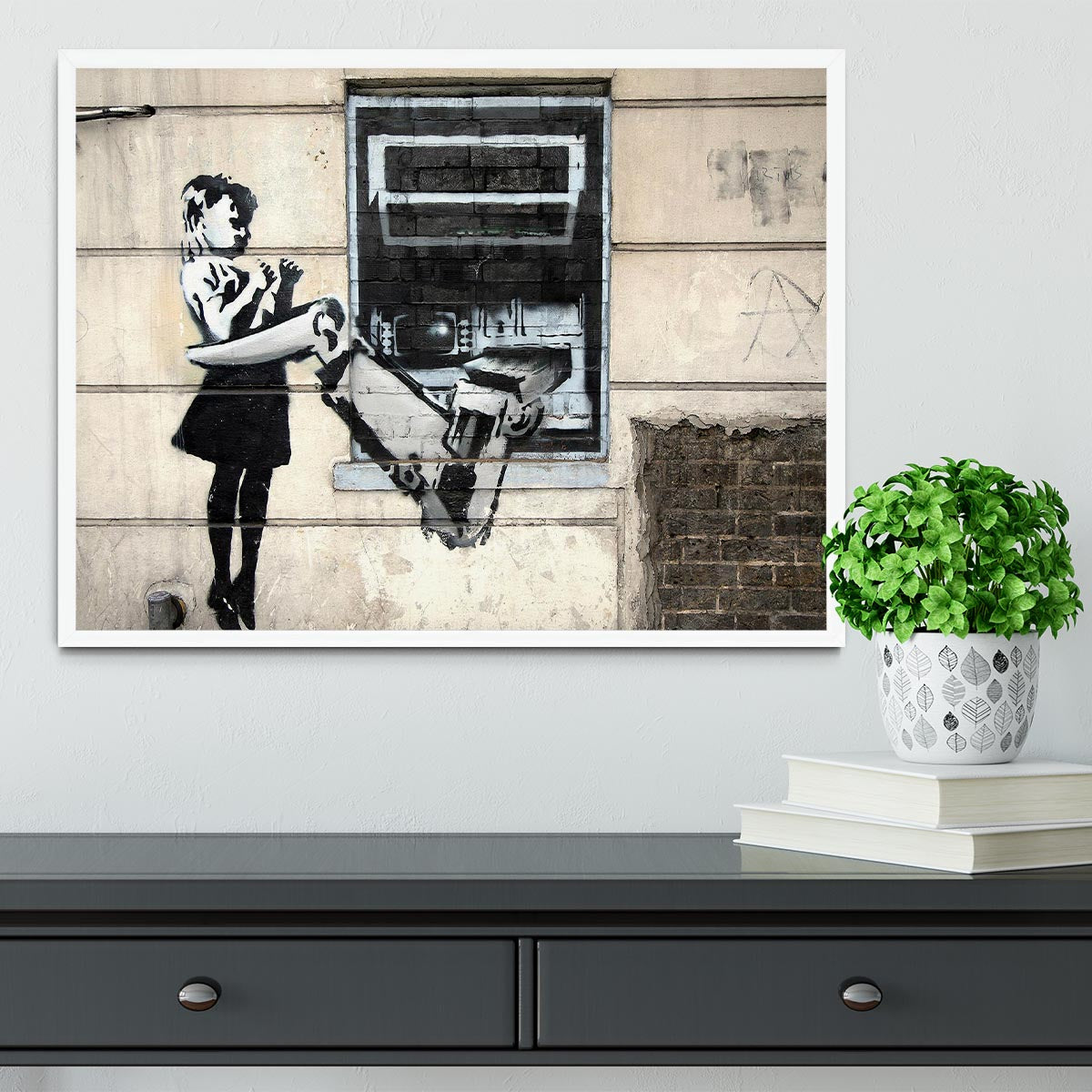 Banksy Cash Machine Girl Framed Print - Canvas Art Rocks -6