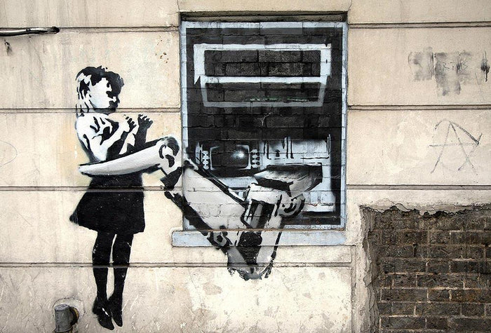 Banksy Cash Machine Girl Wall Mural Wallpaper