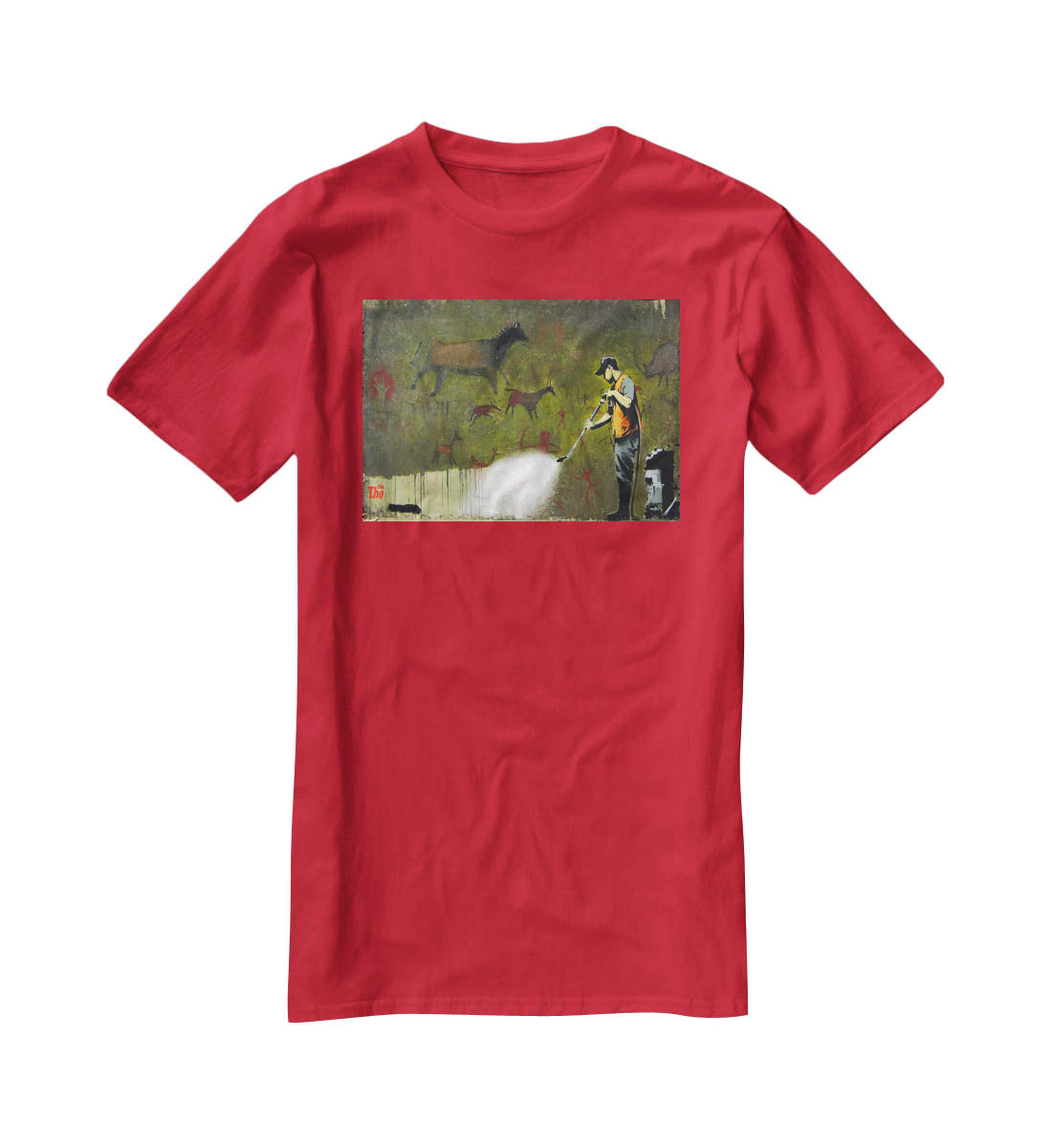 Banksy Cave Graffiti Removal T-Shirt - Canvas Art Rocks - 4