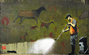 Banksy Cave Graffiti Removal Wall Mural Wallpaper - Canvas Art Rocks - 1