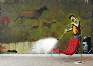 Banksy Cave Graffiti Removal Wall Mural Wallpaper - Canvas Art Rocks - 2