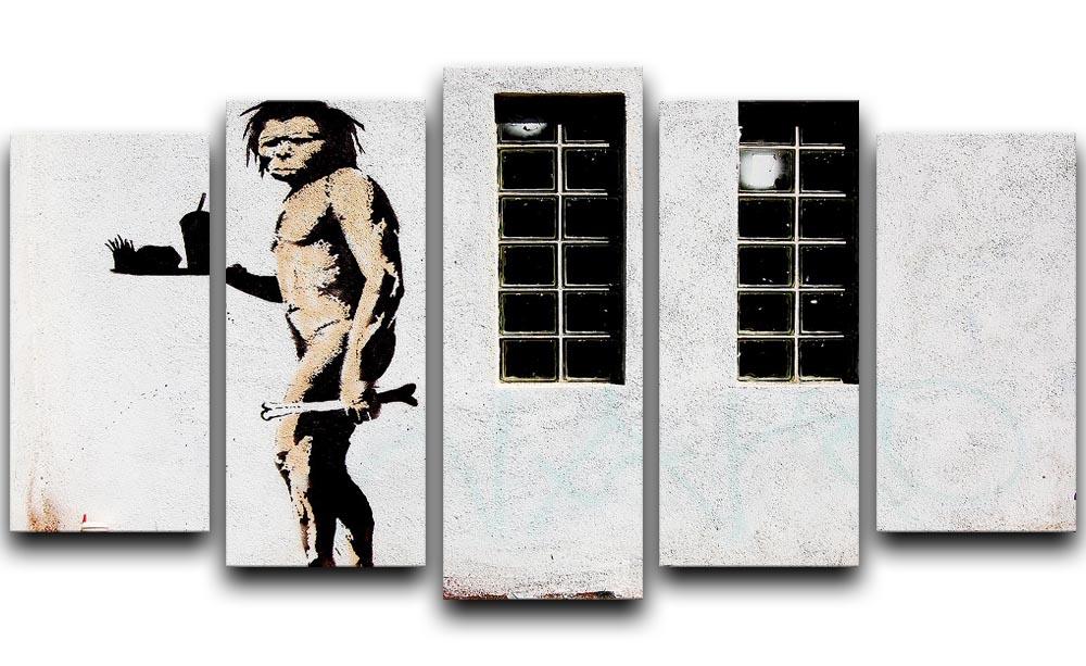 Banksy Caveman Takeaway 5 Split Panel Canvas  - Canvas Art Rocks - 1