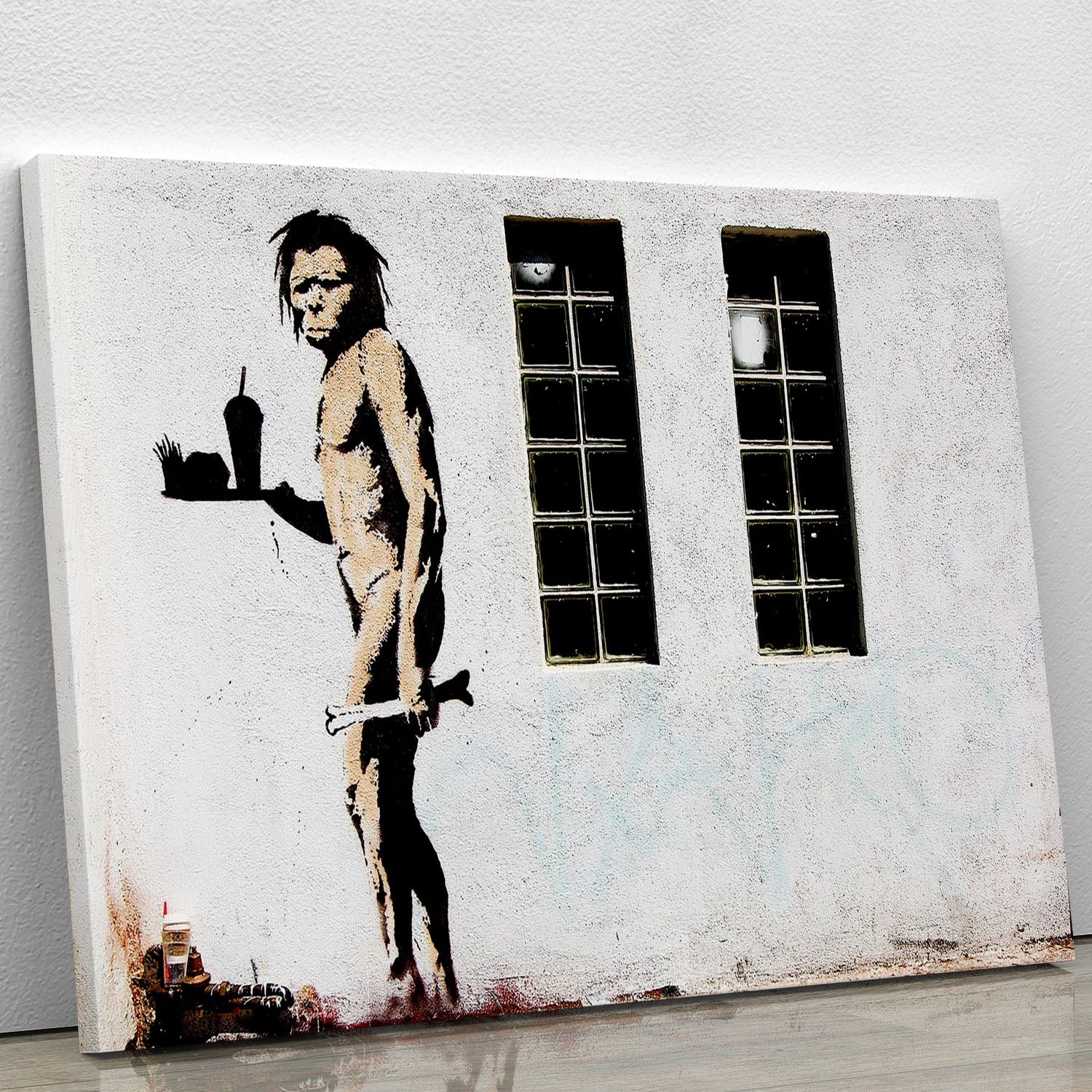 Banksy Caveman Takeaway Canvas Print or Poster - Canvas Art Rocks - 1
