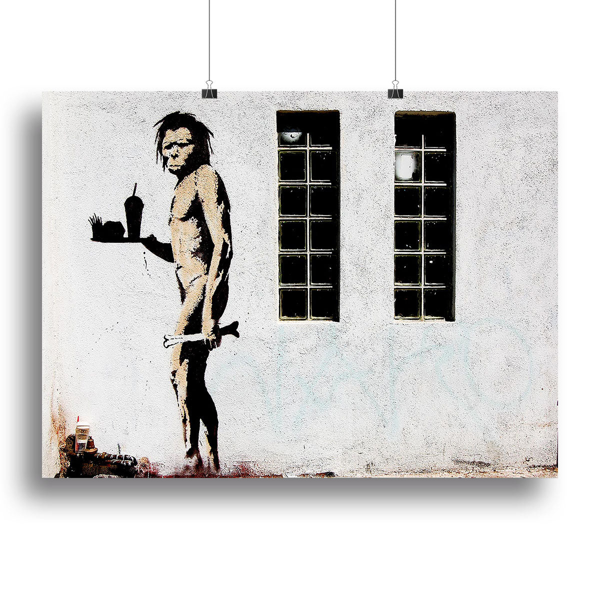 Banksy Caveman Takeaway Canvas Print or Poster - Canvas Art Rocks - 2