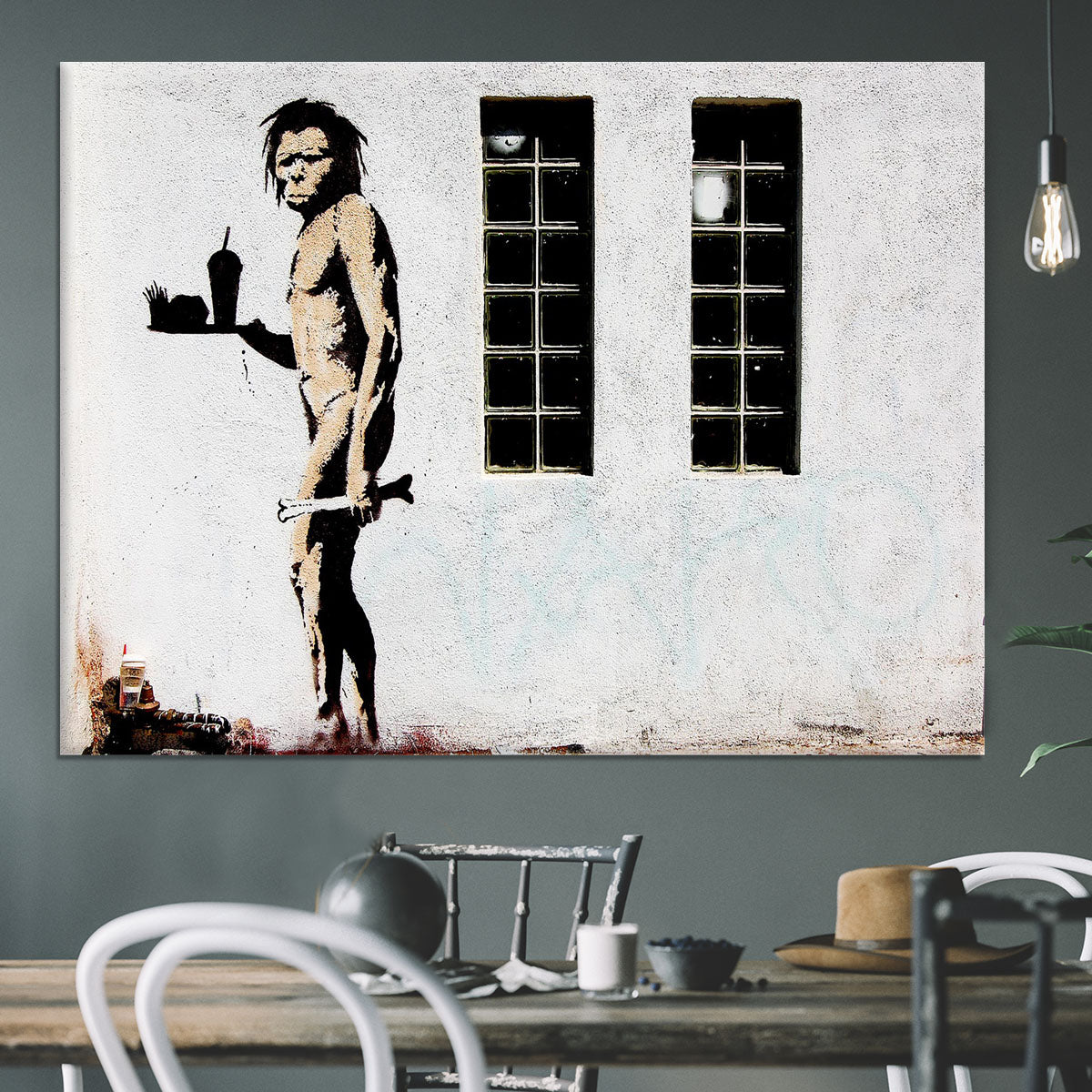 Banksy Caveman Takeaway Canvas Print or Poster - Canvas Art Rocks - 3