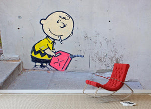 Banksy Charlie Brown - Naughty Boy Wall Mural Wallpaper - Canvas Art Rocks - 2