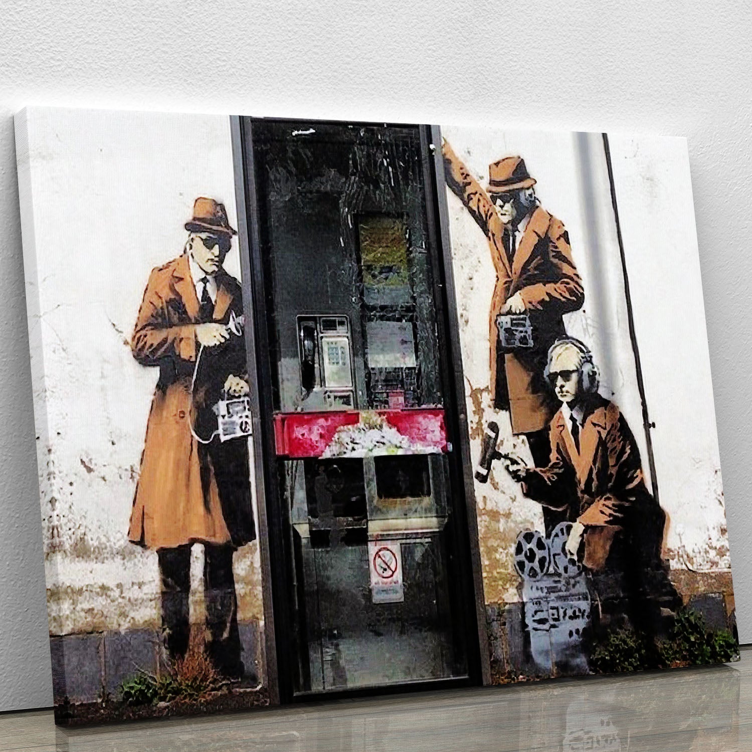 Banksy Cheltenham Telephone Box Spies Canvas Print or Poster - Canvas Art Rocks - 1