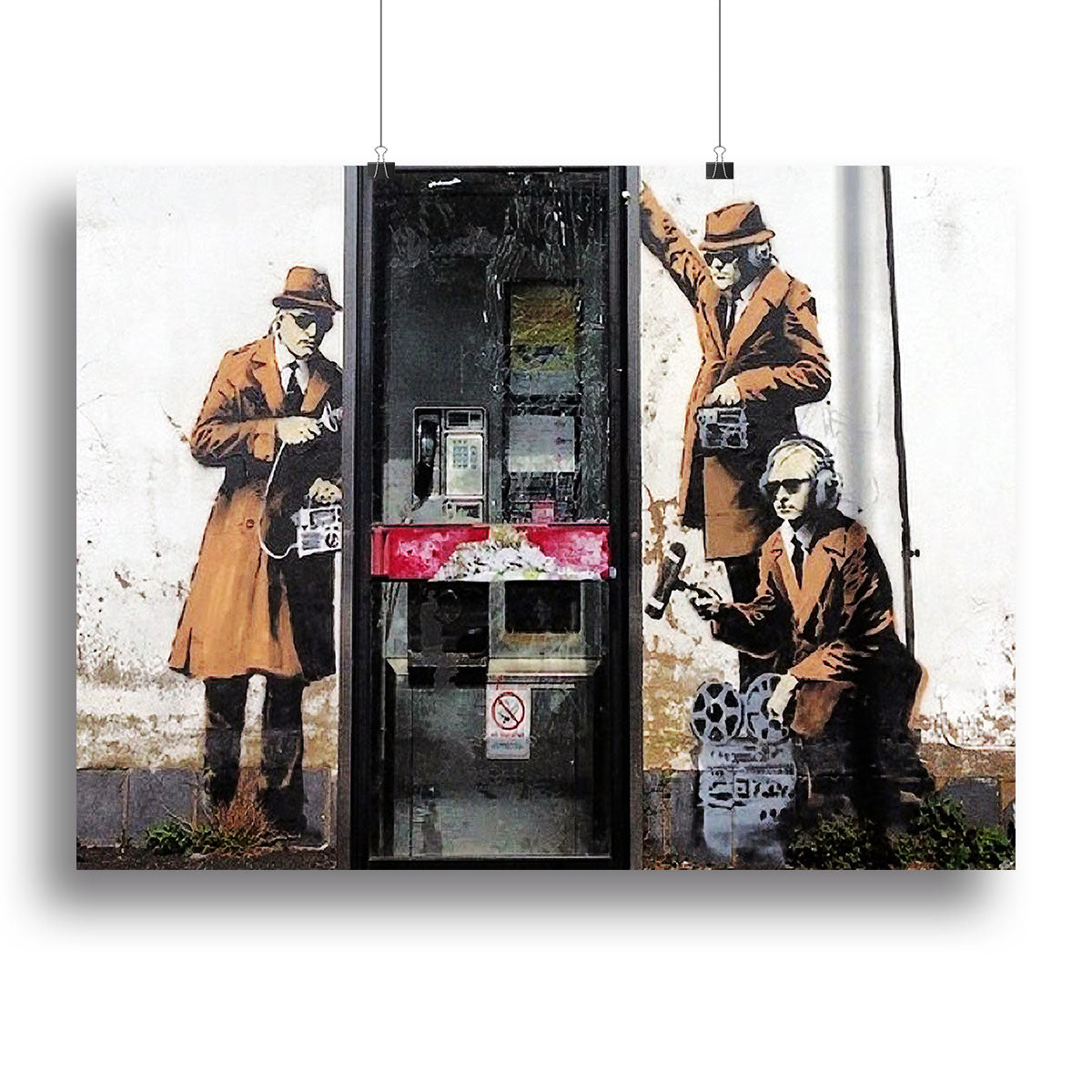 Banksy Cheltenham Telephone Box Spies Canvas Print or Poster - Canvas Art Rocks - 2