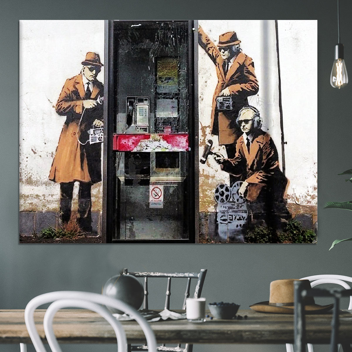 Banksy Cheltenham Telephone Box Spies Canvas Print or Poster - Canvas Art Rocks - 3