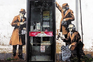 Banksy Cheltenham Telephone Box Spies Wall Mural Wallpaper - Canvas Art Rocks - 1