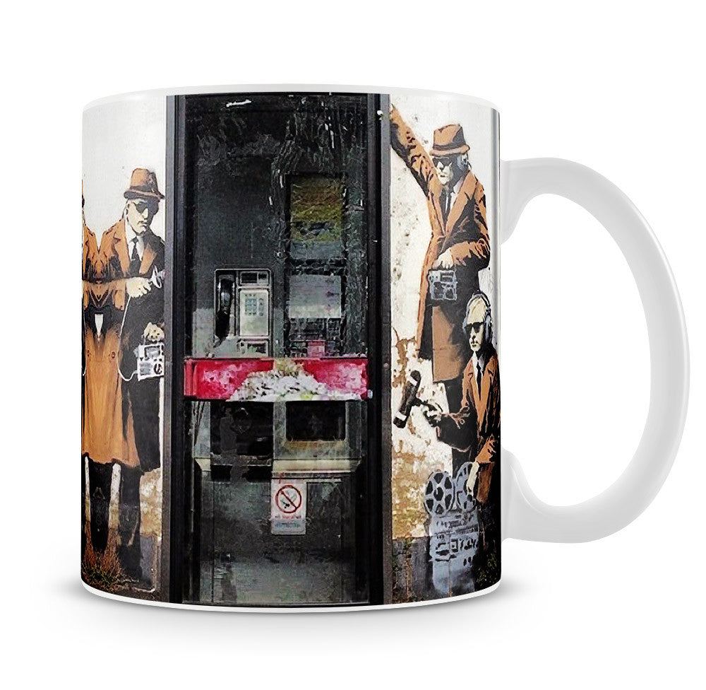 Banksy Cheltenham Telephone Box Spies Mug - Canvas Art Rocks