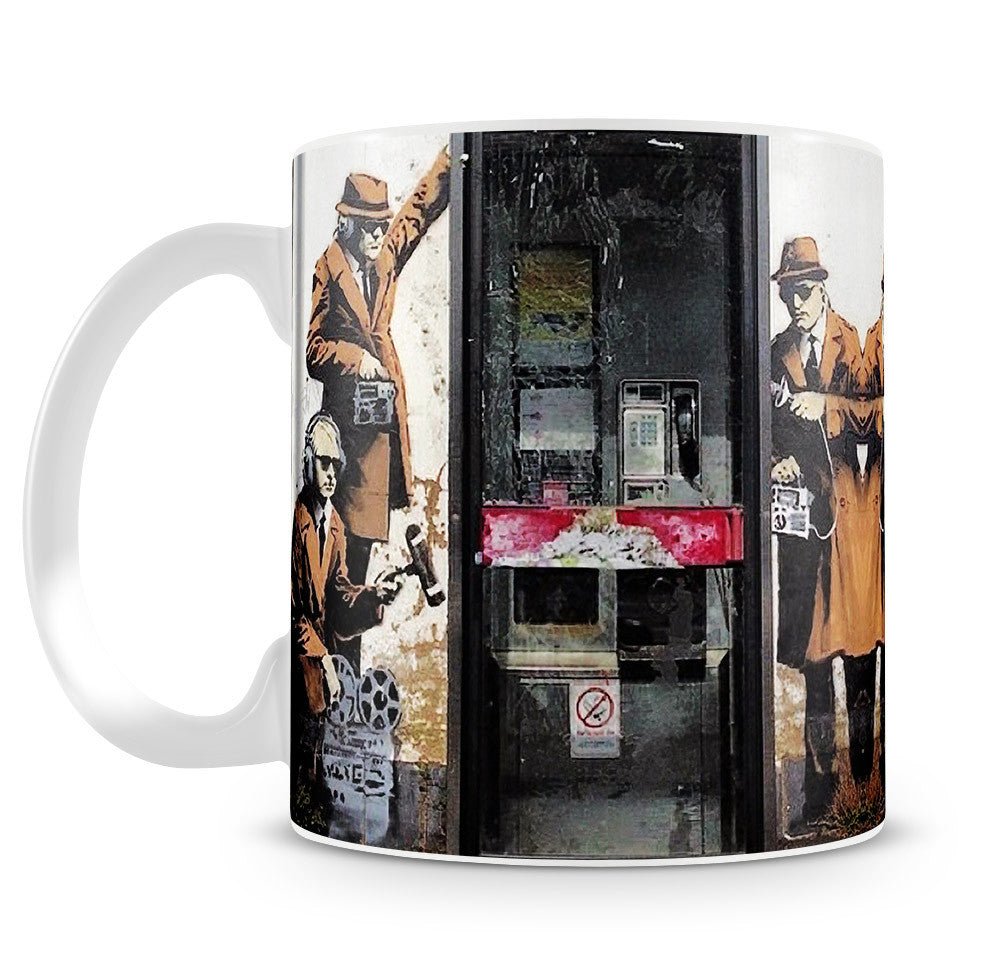 Banksy Cheltenham Telephone Box Spies Mug - Canvas Art Rocks