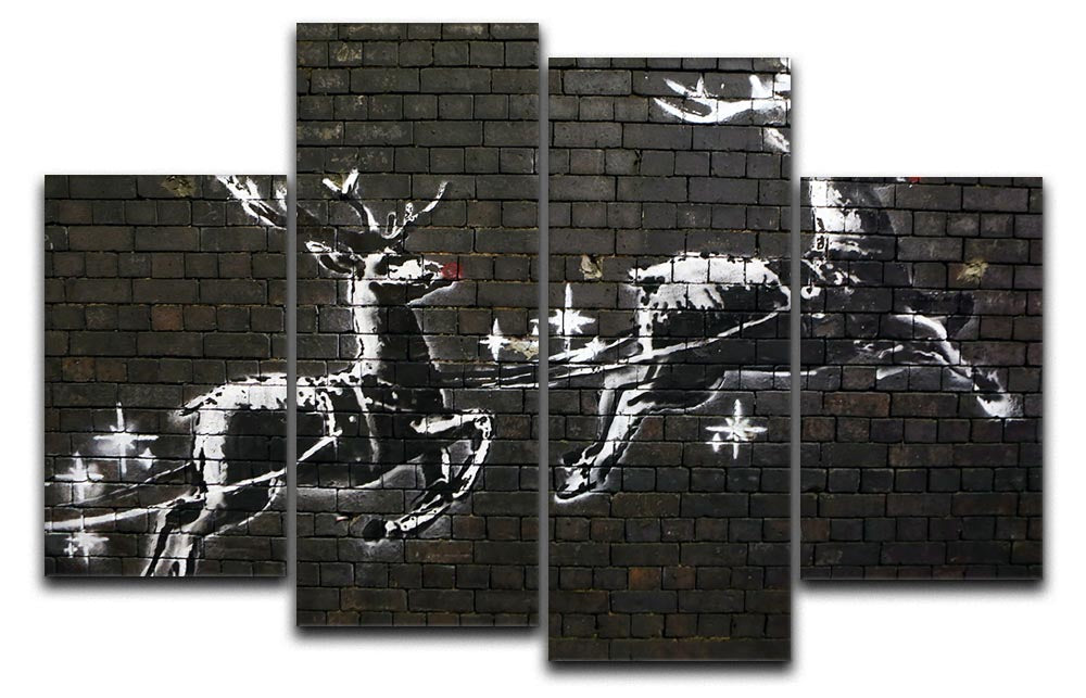 Banksy Christmas 4 Split Panel Canvas - Canvas Art Rocks - 1