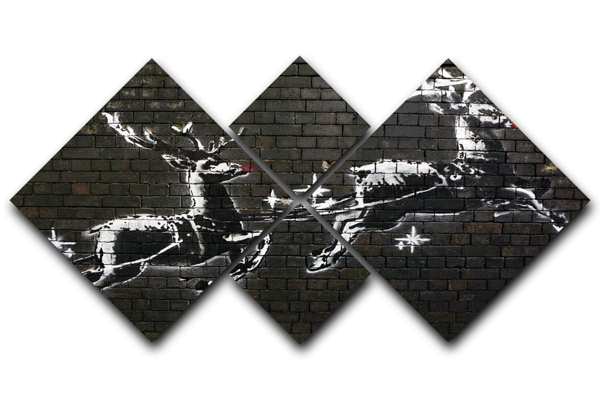 Banksy Christmas 4 Square Multi Panel Canvas - Canvas Art Rocks - 1