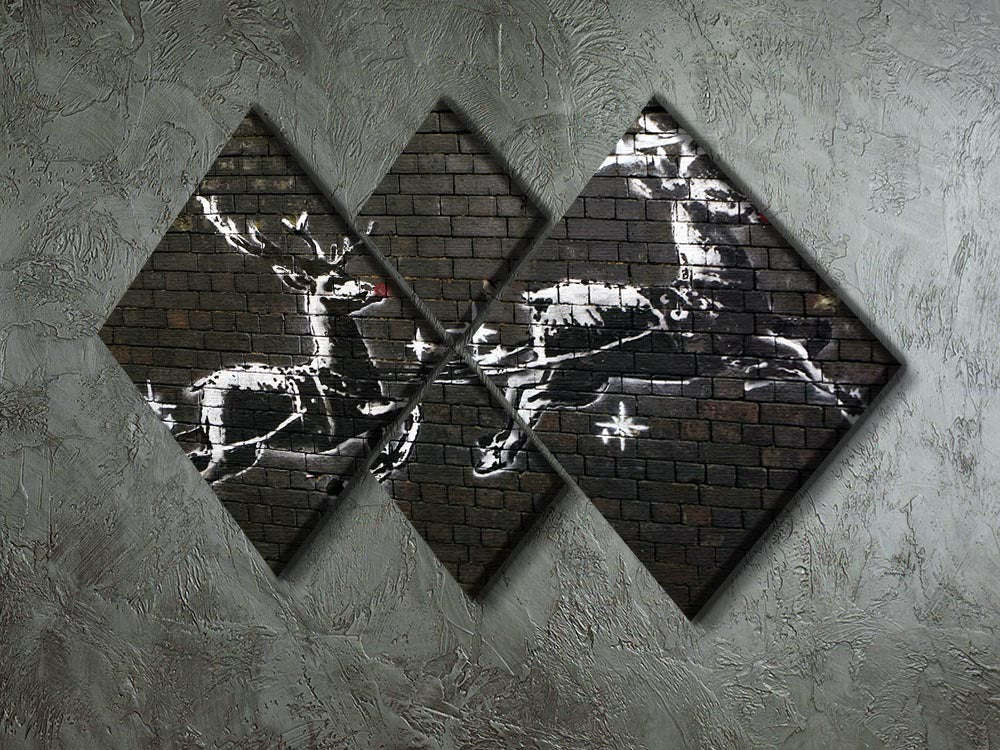 Banksy Christmas 4 Square Multi Panel Canvas - Canvas Art Rocks - 2