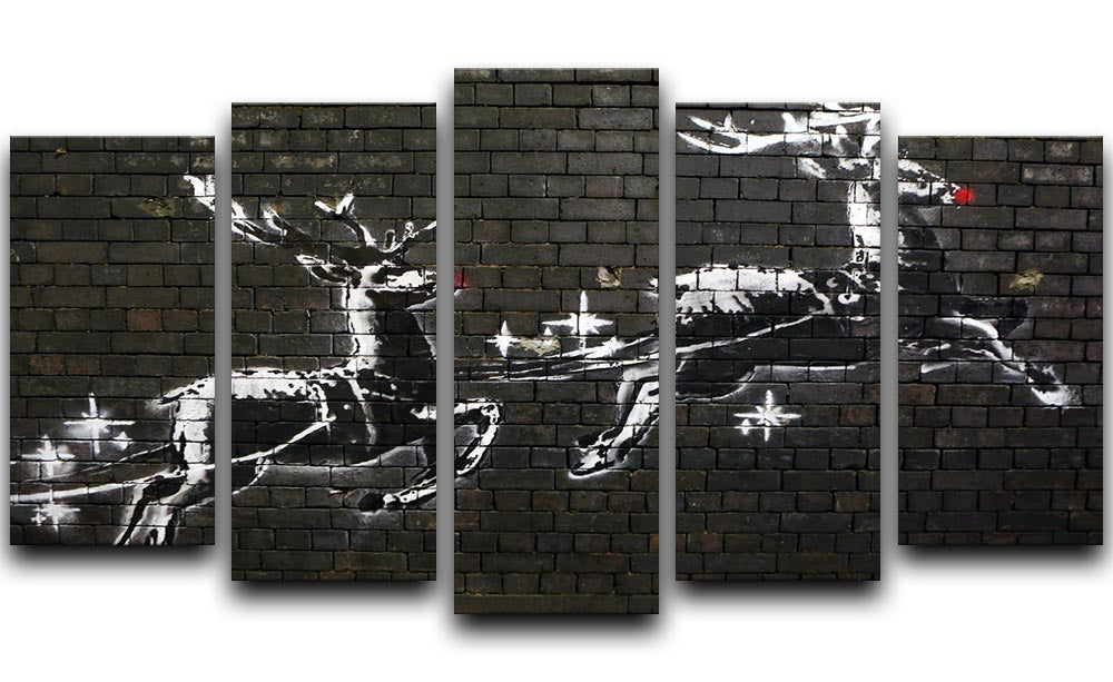 Banksy Christmas 5 Split Panel Canvas - Canvas Art Rocks - 1