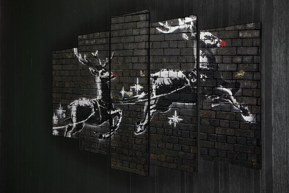 Banksy Christmas 5 Split Panel Canvas - Canvas Art Rocks - 2