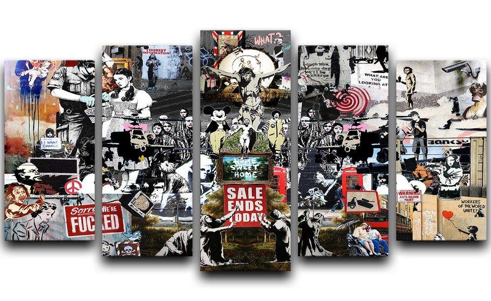 Banksy Collage 5 Split Panel Canvas  - Canvas Art Rocks - 1