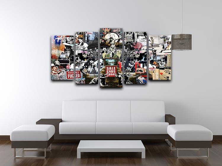 Banksy Collage 5 Split Panel Canvas - Canvas Art Rocks - 3