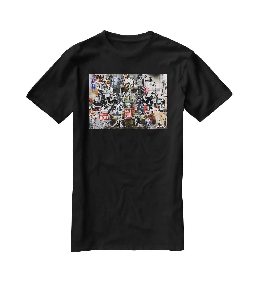 Banksy Collage T-Shirt - Canvas Art Rocks - 1