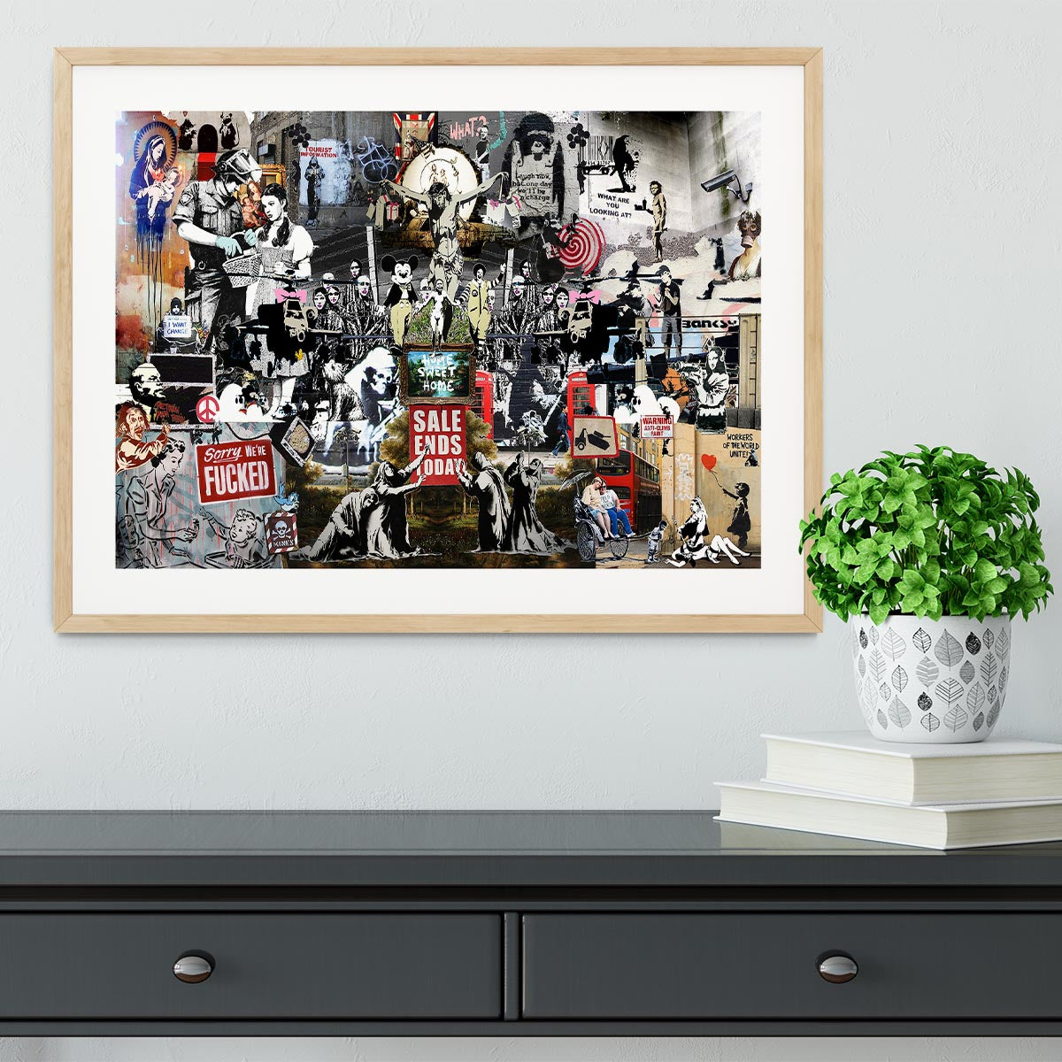 Banksy Collage Framed Print - Canvas Art Rocks - 3