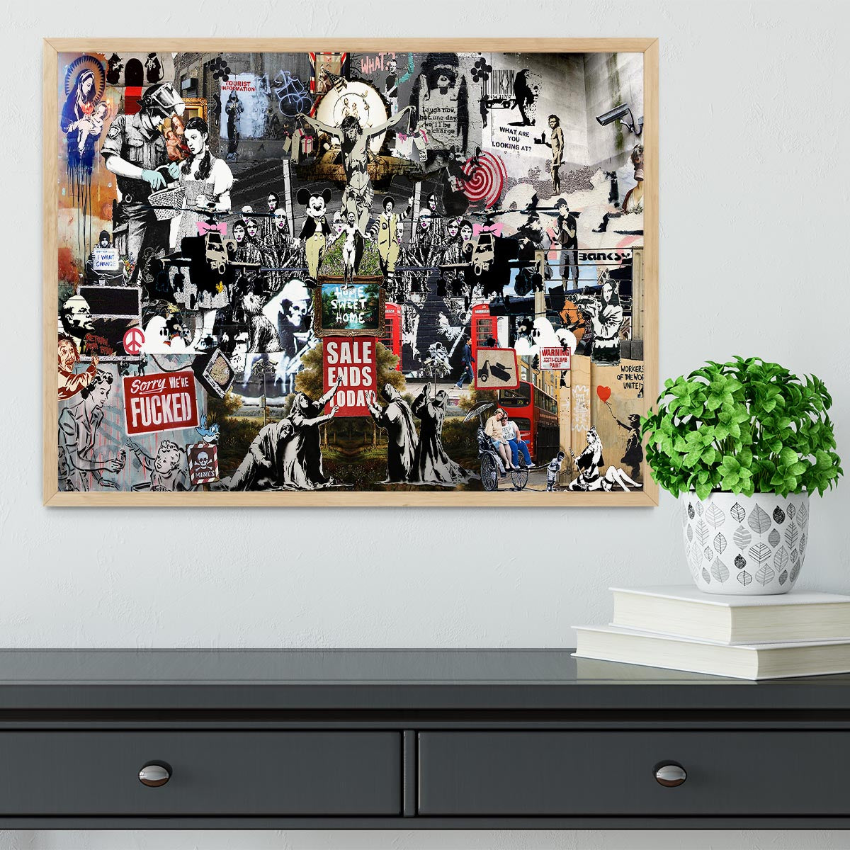 Banksy Collage Framed Print - Canvas Art Rocks - 4