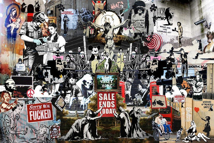 Banksy Collage Wall Mural Wallpaper