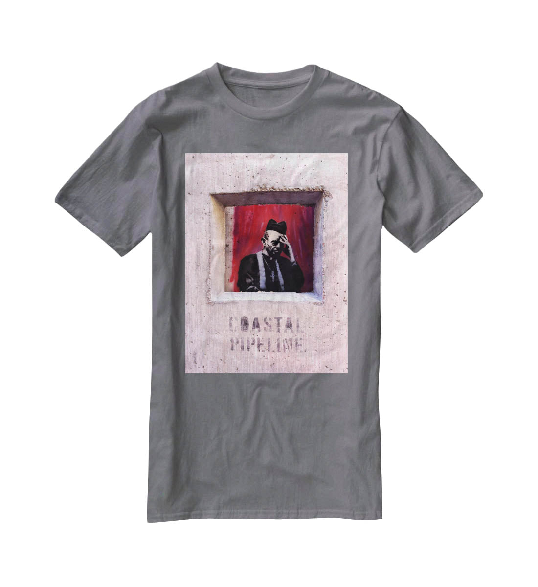 Banksy Concrete Confessional T-Shirt - Canvas Art Rocks - 3