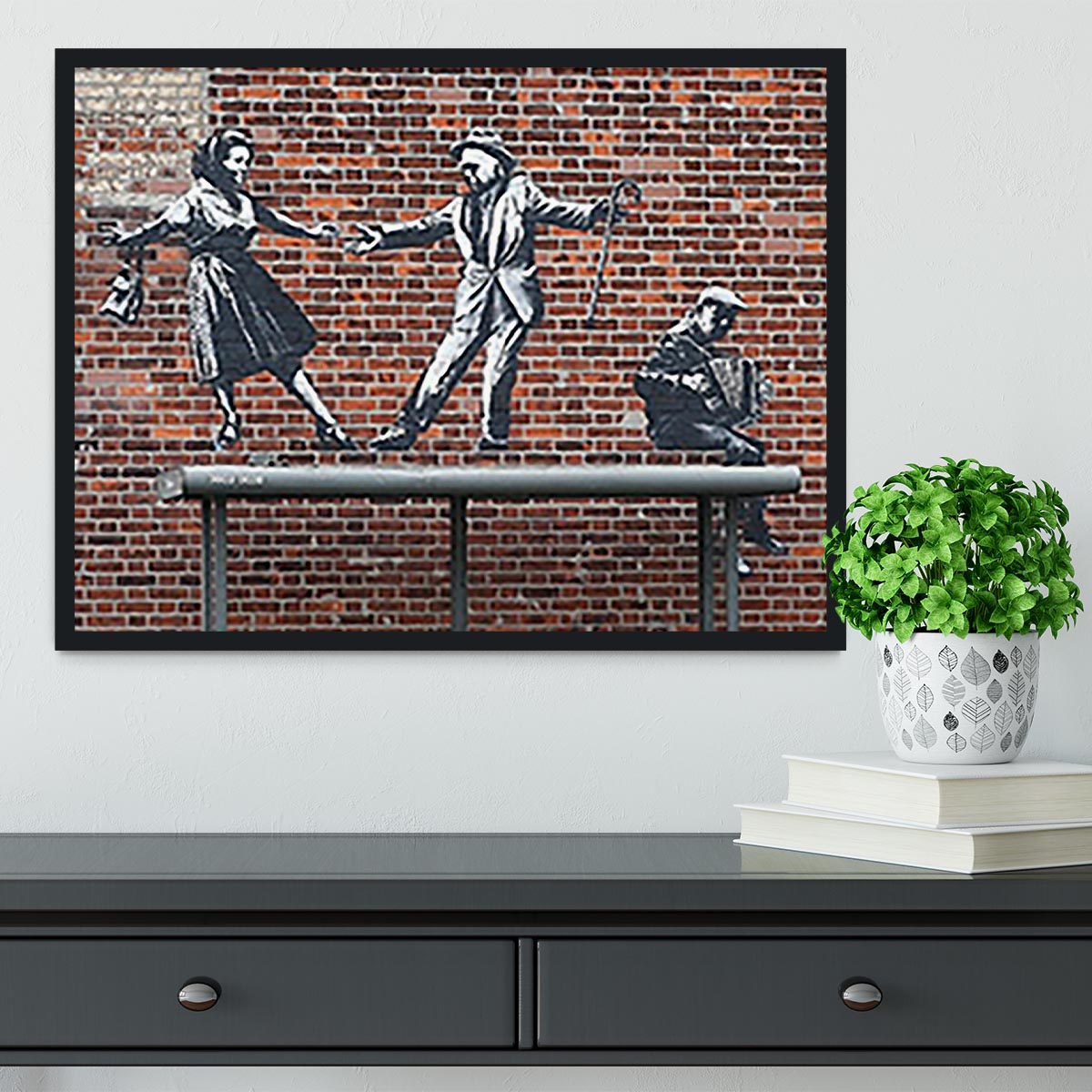 Banksy Couple Dancing Framed Print - Canvas Art Rocks - 2