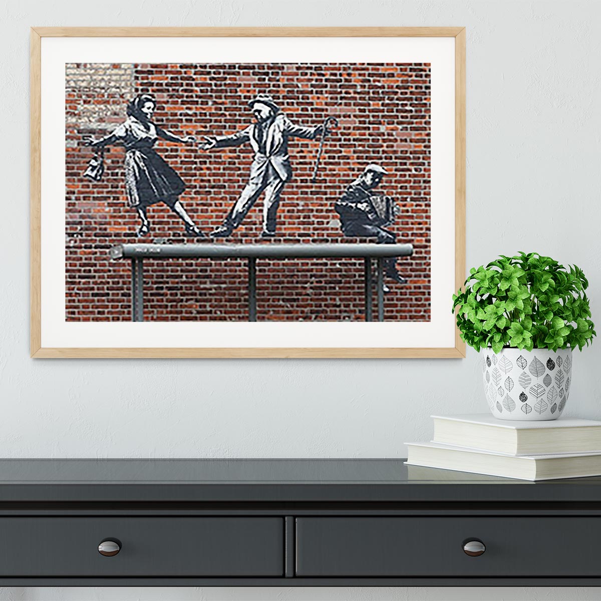 Banksy Couple Dancing Framed Print - Canvas Art Rocks - 3
