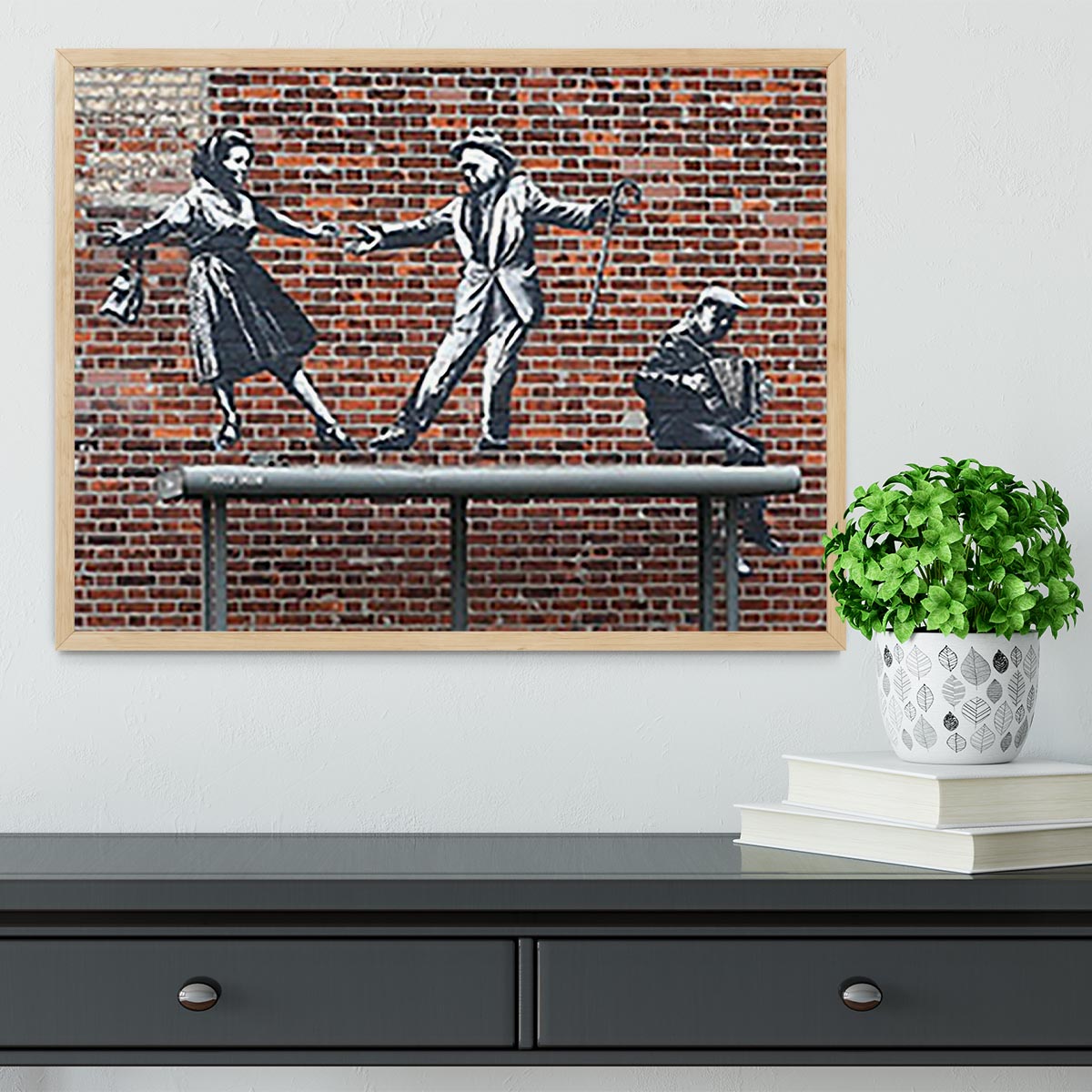 Banksy Couple Dancing Framed Print - Canvas Art Rocks - 4