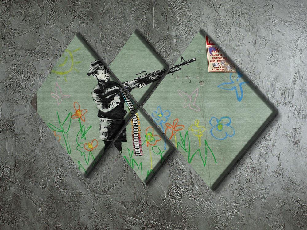 Banksy Crayon Child Soldier 4 Square Multi Panel Canvas - Canvas Art Rocks - 2