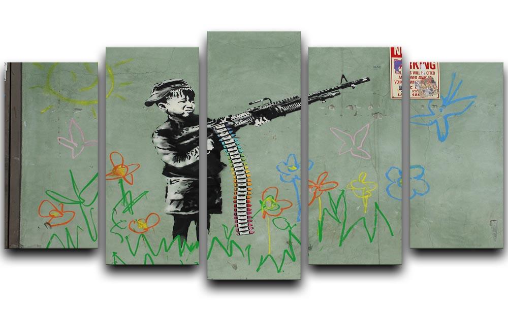 Banksy Crayon Child Soldier 5 Split Panel Canvas  - Canvas Art Rocks - 1