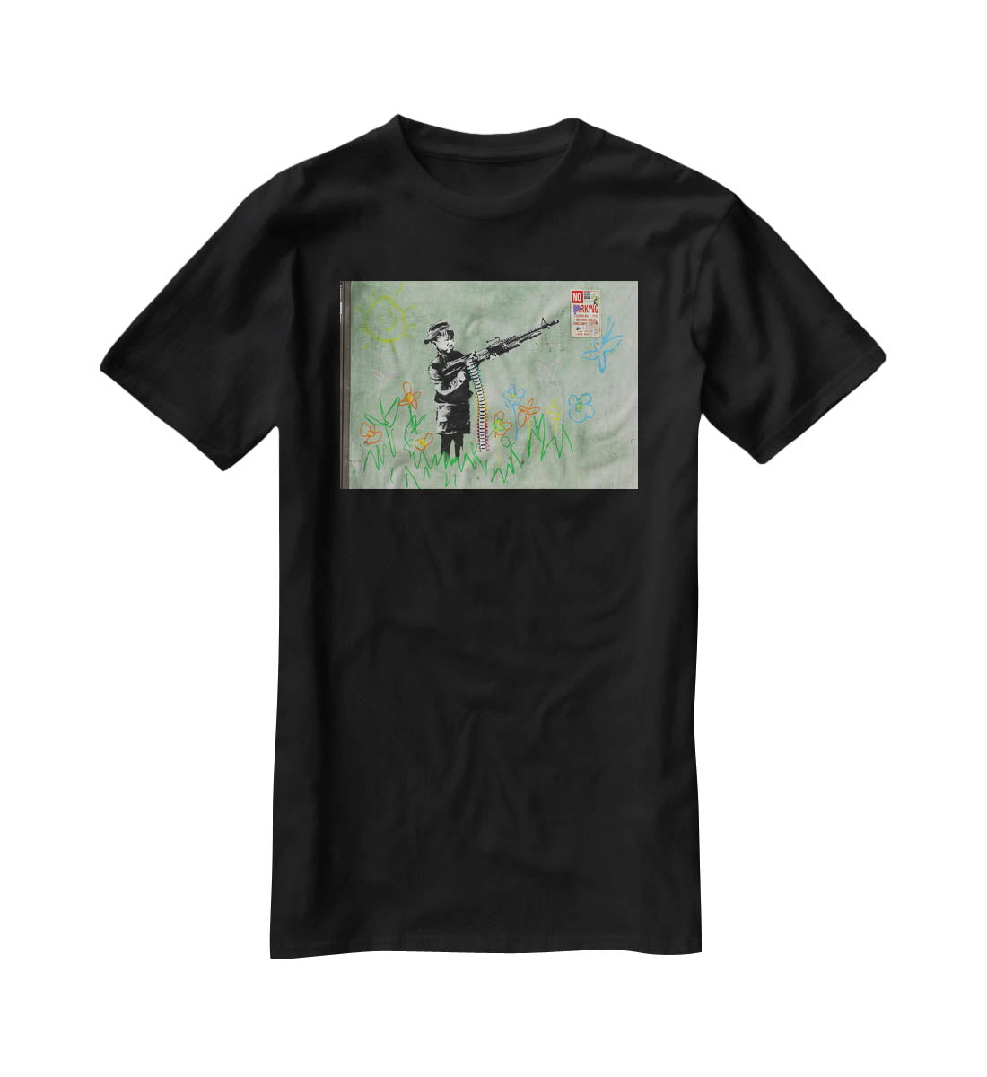 Banksy Crayon Child Soldier T-Shirt - Canvas Art Rocks - 1