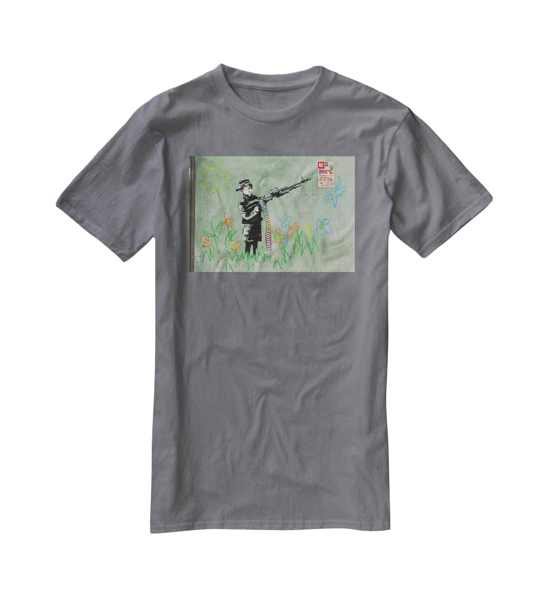 Banksy Crayon Child Soldier T-Shirt - Canvas Art Rocks - 3