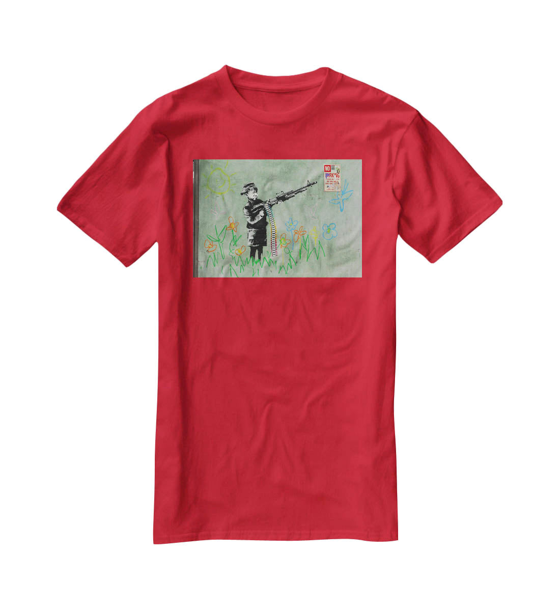 Banksy Crayon Child Soldier T-Shirt - Canvas Art Rocks - 4