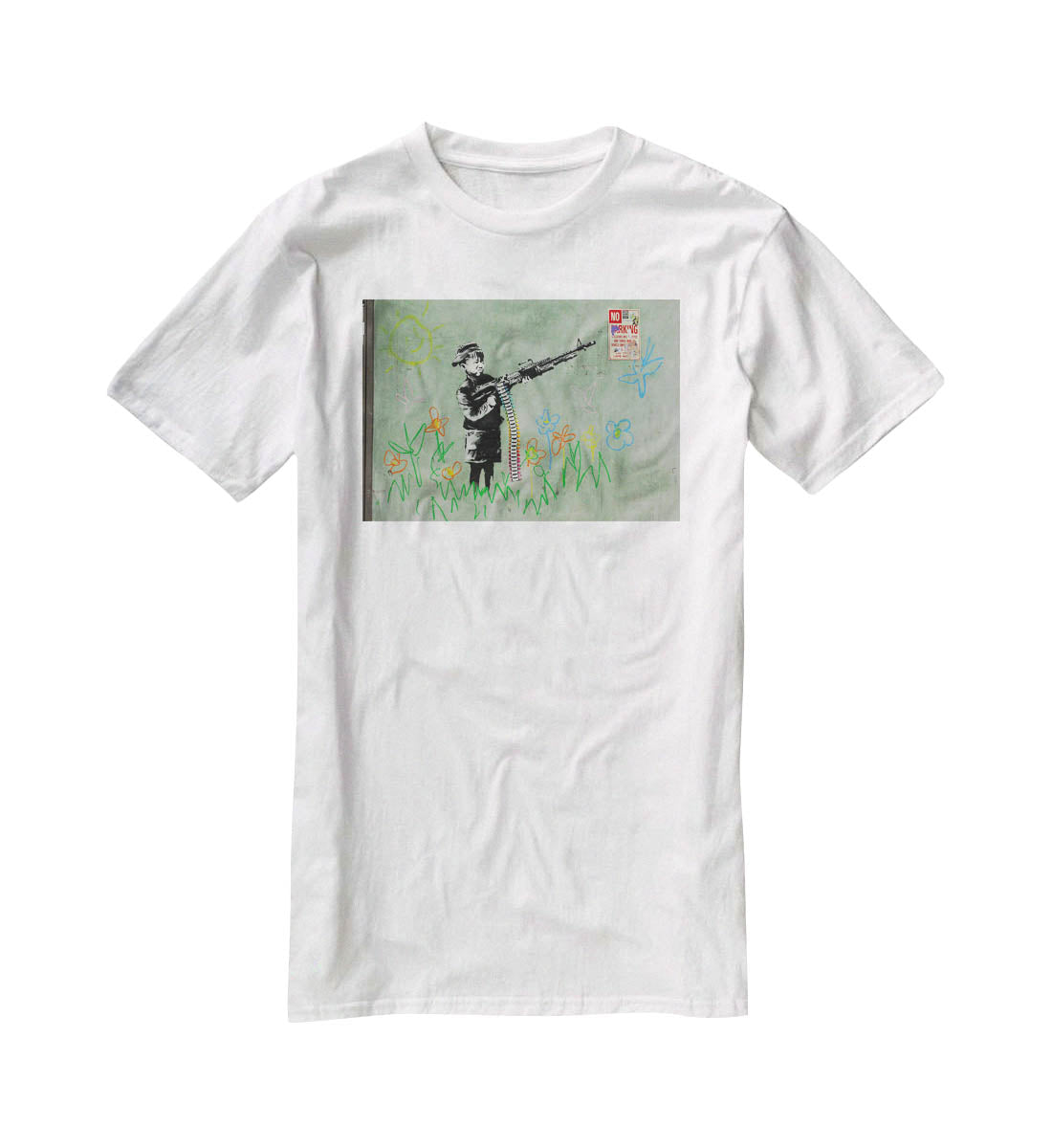 Banksy Crayon Child Soldier T-Shirt - Canvas Art Rocks - 5