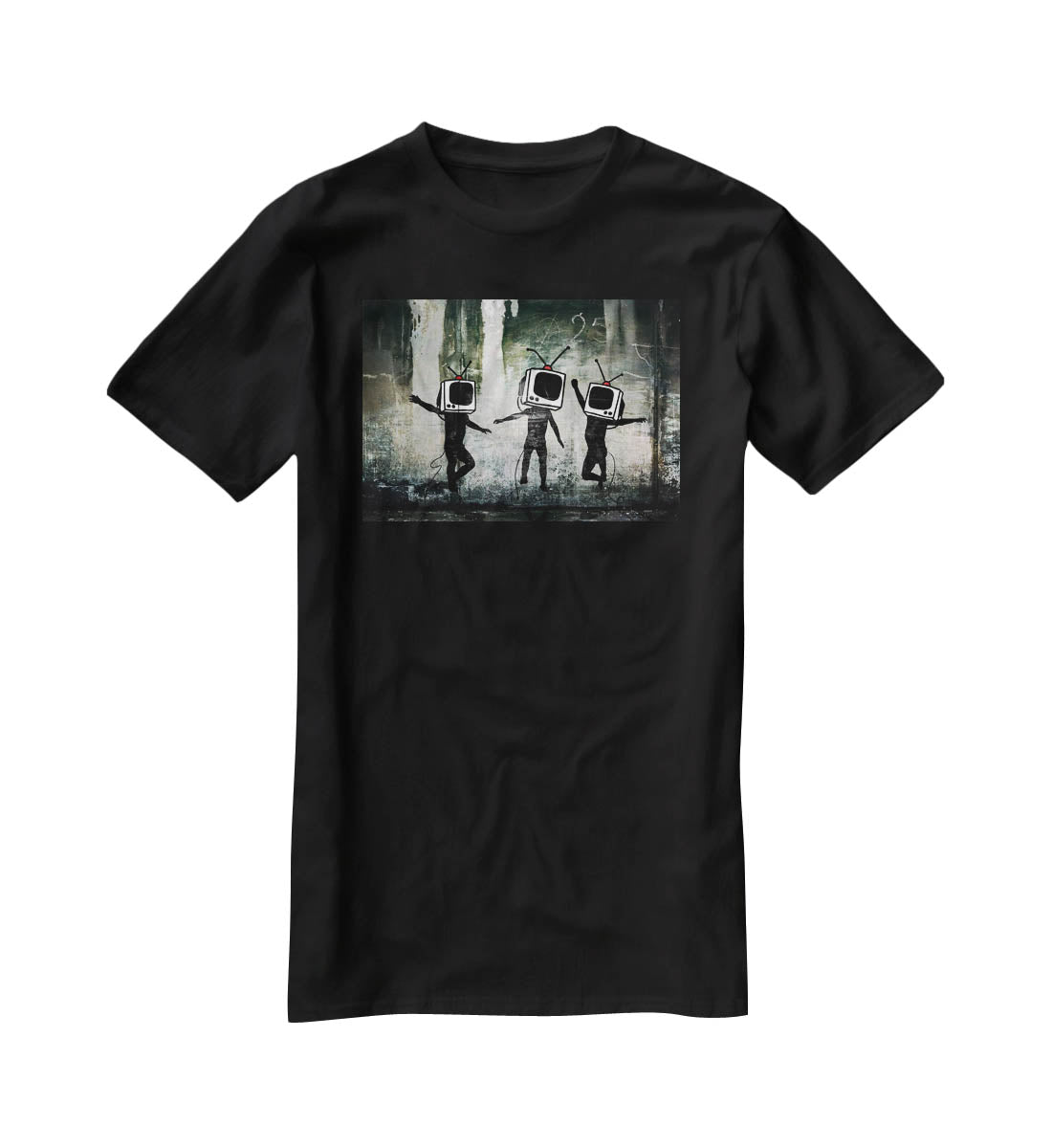 Banksy Dancing TV Heads T-Shirt - Canvas Art Rocks - 1