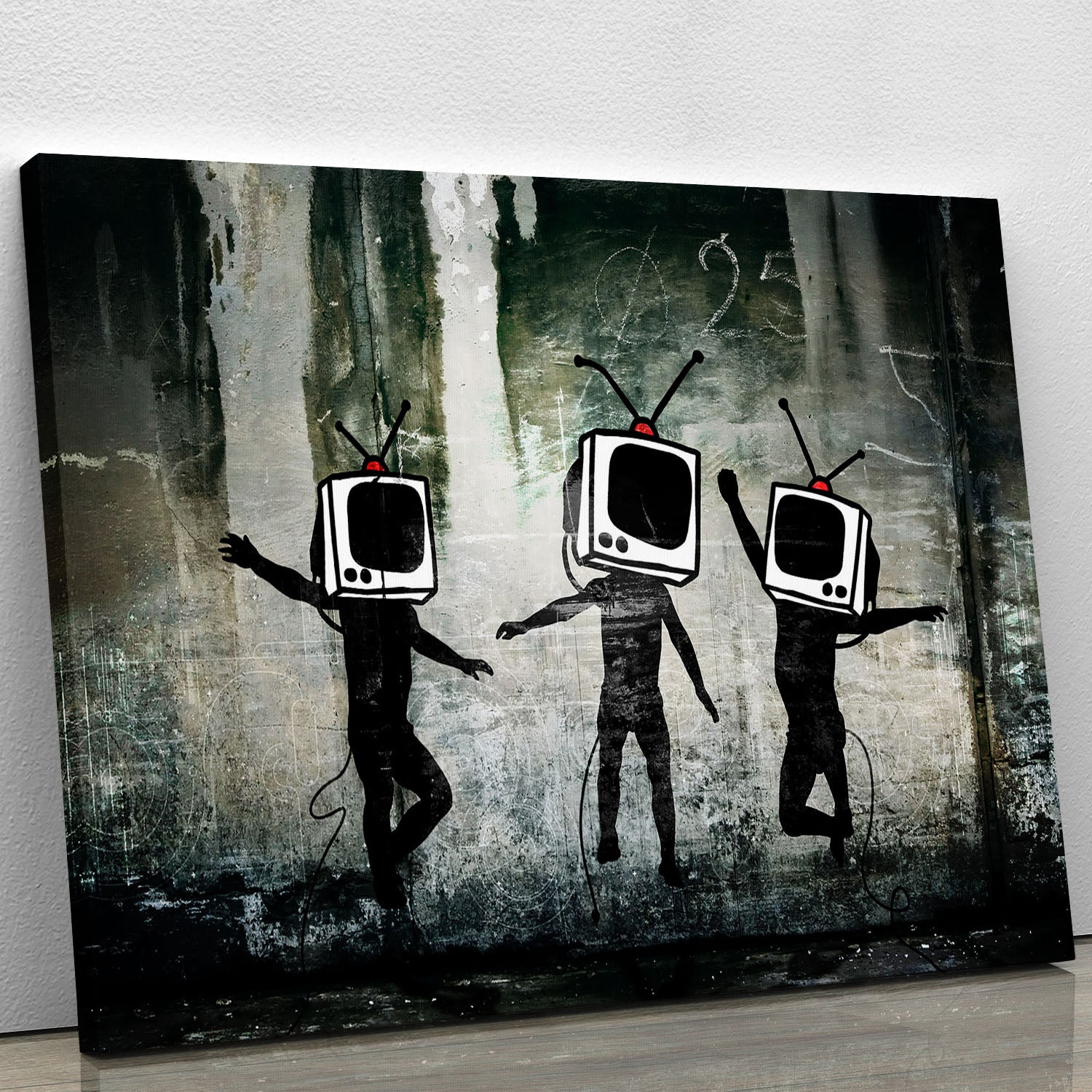 Banksy Dancing TV Heads Canvas Print or Poster - Canvas Art Rocks - 1