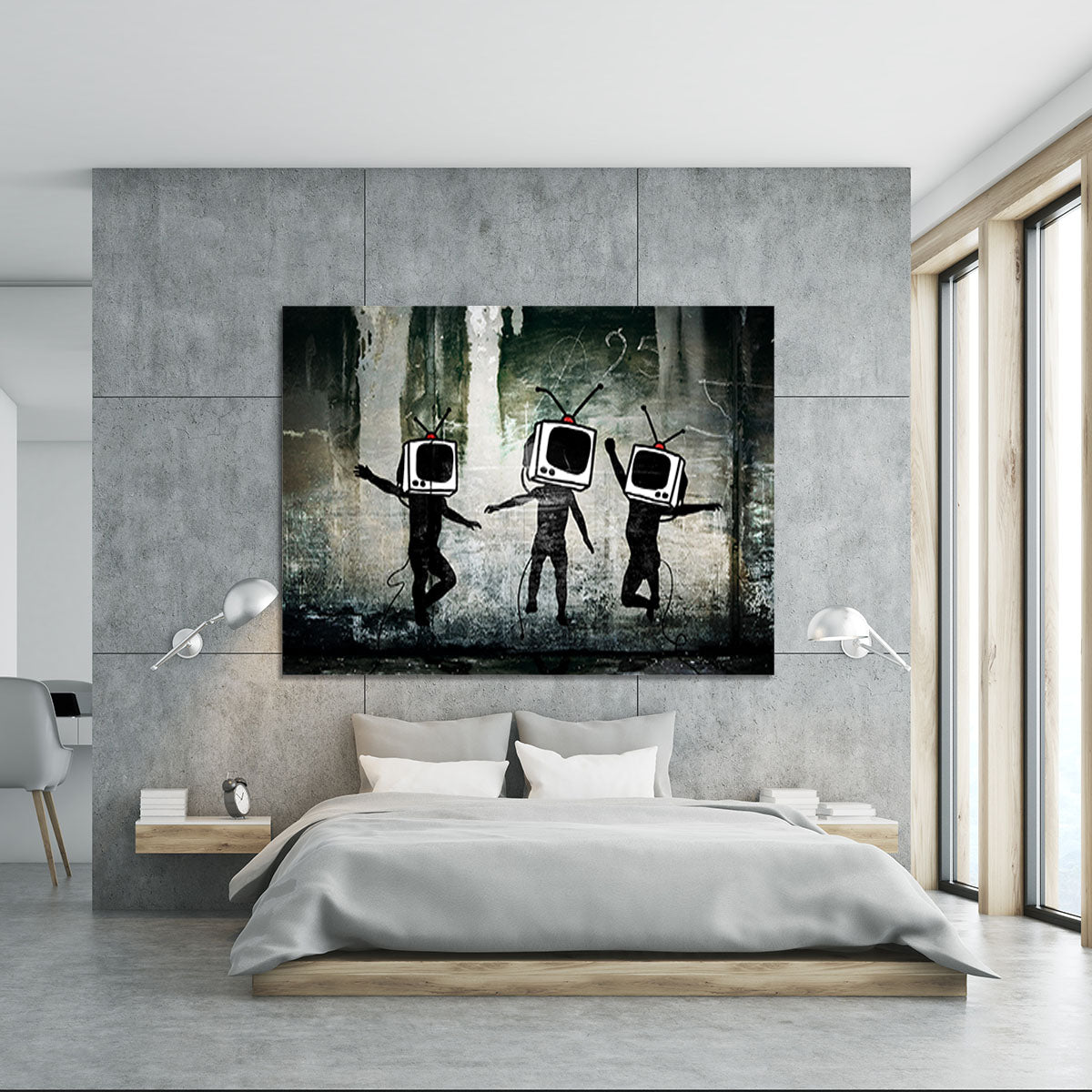 Banksy Dancing TV Heads Canvas Print or Poster - Canvas Art Rocks - 5