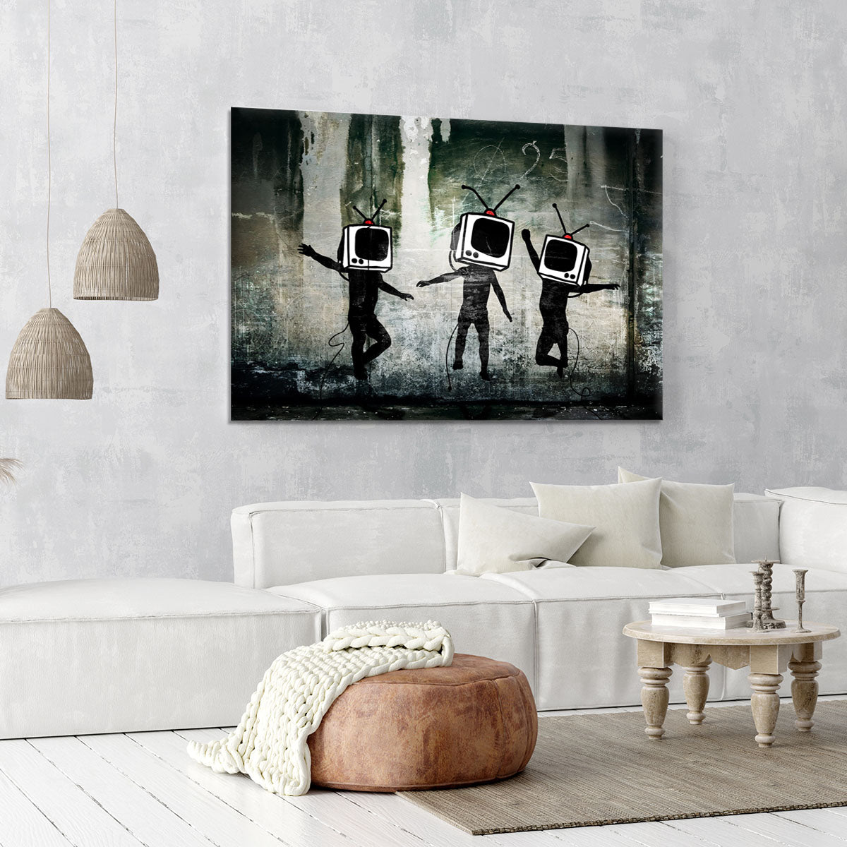 Banksy Dancing TV Heads Canvas Print or Poster - Canvas Art Rocks - 6