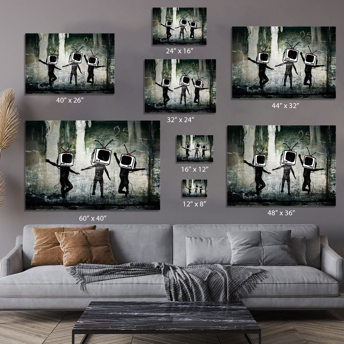 Banksy Dancing TV Heads Canvas Print or Poster - Canvas Art Rocks - 7