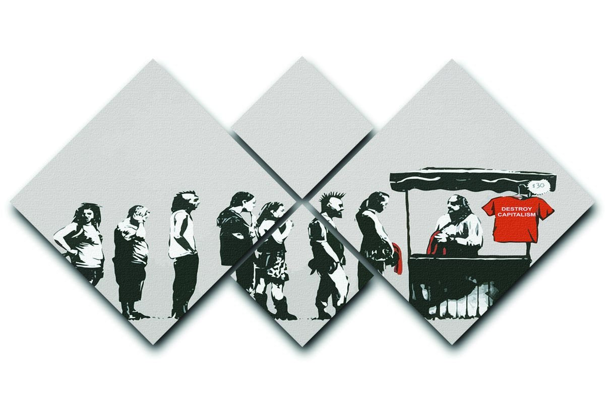 Banksy Destroy Capitalism 4 Square Multi Panel Canvas  - Canvas Art Rocks - 1