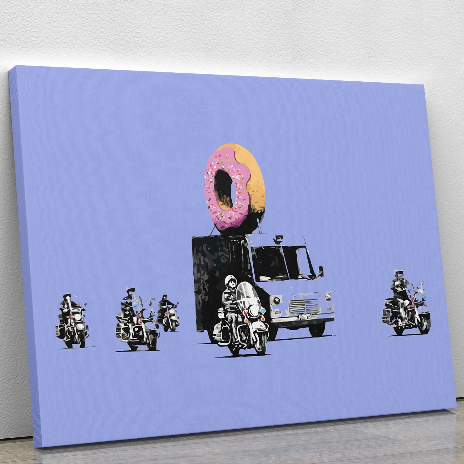Banksy Doughnut Police Blue Canvas Print or Poster - Canvas Art Rocks - 1